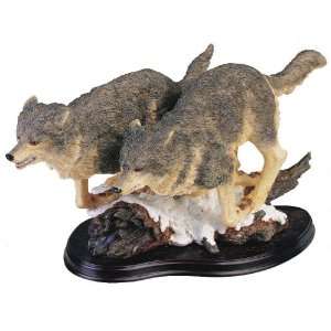 2 Wolves Collectible Animal Wolf Wildlife Dog Figurine 