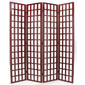 All new item 4 panel brown finish solid wood room divider screen with 