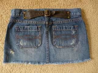 ABERCROMBIE & FITCH Leather Trimmed Denim Jean Skirt 00  