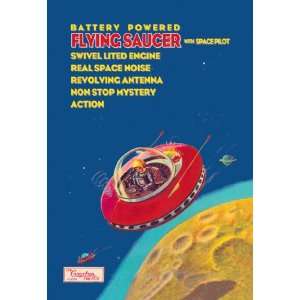  Battery Powered Flying Saucer with Space Pilot 20x30 
