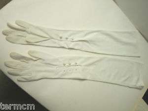 Vintage 22 Long White 100% Nylon Bridal Gloves size 7  