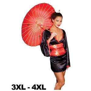  2 pc japanese doll, satin dress & red tapestry sash 3x/4x 