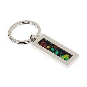   plated key ring with a multi colored accent. Made in England Jewelry