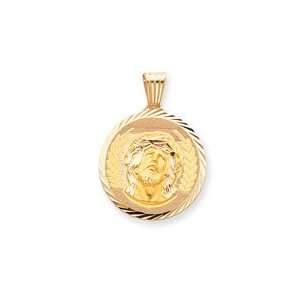  14k Jesus Medal Pendant   Measures 32.1x44.3mm 