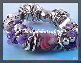 wholesale 6pcs coloured glaze gemstone chips stretchy bracelets