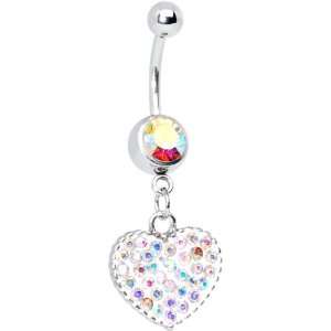  Love Yourself Aurora Borealis Cz Heart Belly Ring Jewelry