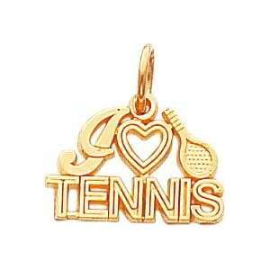  14K Gold I Love Tennis Charm Jewelry
