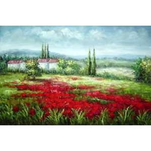  Small Hut Surrounded by Poppies Oil Painting 24 x 36 