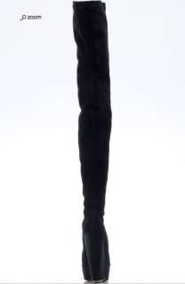 Nicholas Kirkwood Black Suede Thigh High Boots  