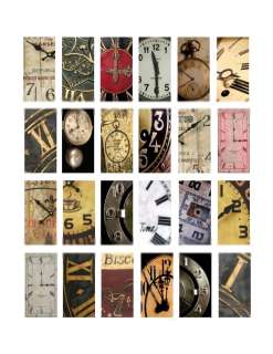   Time Domino Tile 1x2 Images Collage Sheet Scrapbooking Print  