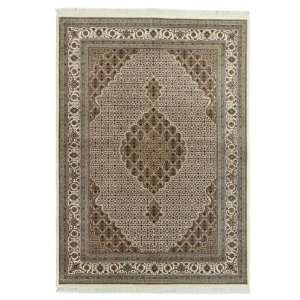  59 x 81 Ivory Persian Hand Knotted Wool Tabriz Rug 