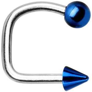  Blue Titanium Ball Spike Lippy Loop Labret Jewelry