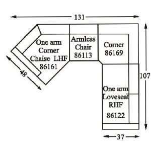  Lind 861 8 Sectional Sofa Arrangement (4 pieces) (Price is 