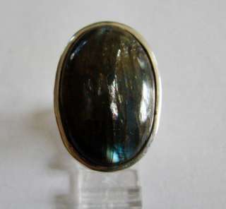 Sterling Silver Genuine Large Labradorite Stone Ring  