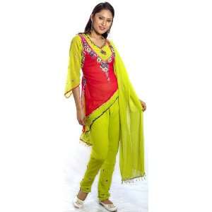   Fish Cut Choodidaar Kameez with Sequins   Crepe 