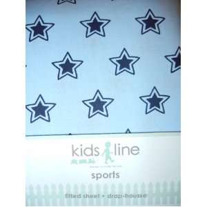  Kids Line Fitted Crib Sheet   Sports Blue Stars on Blue 