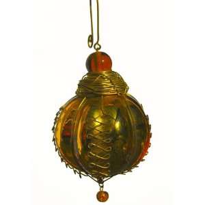  Round Gold Glass Kugel Christmas Ornament (India)