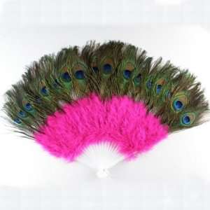  Fuchsia Peacock Feather Fan 