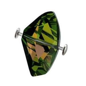    Bijoulee Bronze Green Swarovski Abstract Design Bar Jewelry