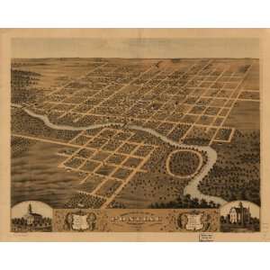    1869 birds eye map of city of Pontiac, Illinois