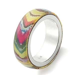  Silver and Rainbow Tye Dye Ring Jewelry