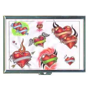 Heart Tattoo Wings and Flames ID Holder, Cigarette Case or Wallet 