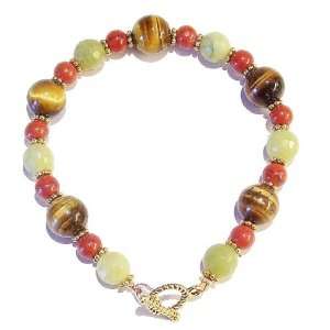 The Black Cat Jewellery Store Tigers Eye, Faceted Lime Jade & Red 