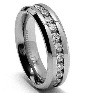  6MM High Polish Ladies Titanium Ring with Pave Set CZ size 
