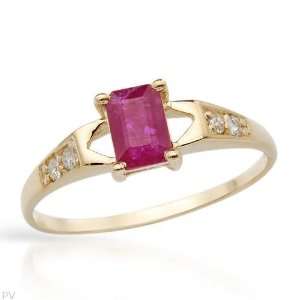  Ring With 0.68ctw Precious Stones   Genuine Clean Diamonds and Ruby 