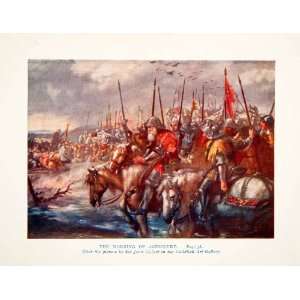  1913 Color Print Battle Agincourt Hundred Years War Medieval 