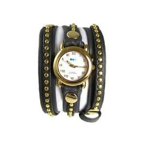   La Mer Collections   Bali Stud Grey w/ Gold Leather Wrap Watch