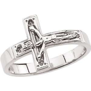    R16613 Sterling Size 8 MenS Crucifix Chastity Ring W/Box Jewelry