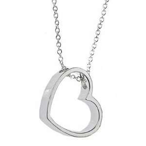   Silver Geometric Heart Pendant Necklace  Silver Jewelry