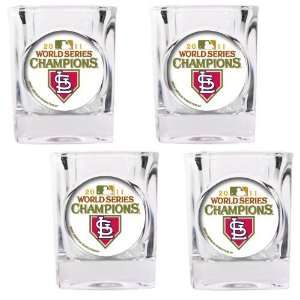   2011 World Series Champions 4pc 2oz Square Shot Glass Set Sports