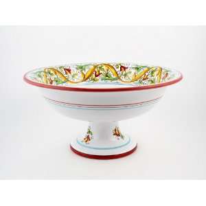  Hand Painted Italian Ceramic 12 inch Footed Fruit Bowl 