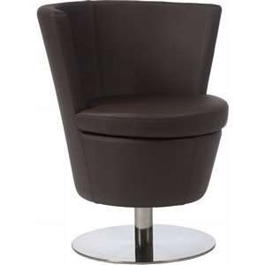  Squire Swivel Accent Chair in Dark Brown Leatherette 