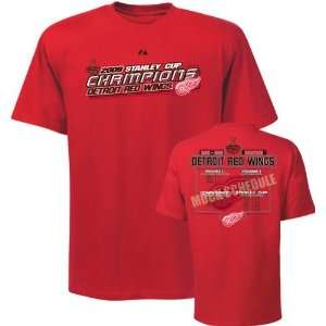 Detroit Red Wings 2009 Stanley Cup Champions Schedule T Shirt  