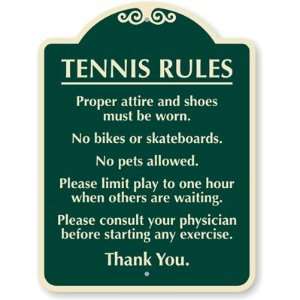  Tennis Rules Designer Signs, 24 x 18