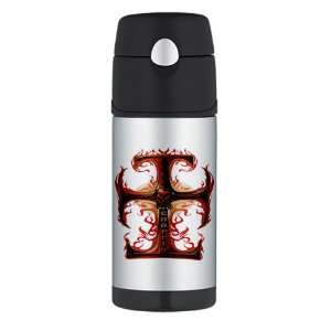  Thermos Travel Water Bottle Chopper Cross With Flames 