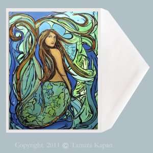  Greeting Card Mermaid Art 5 x 7 inch print of Pangea 