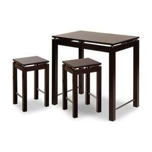Espresso Breakfast Table with 2 Stools Set   Winsome Trading   92734