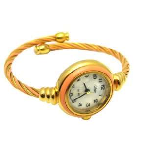  Two Tone Orange and Gold Wire Band Watch 