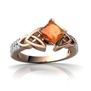  14k Rose Gold Square Fire Opal Engagement Ring Size 5 