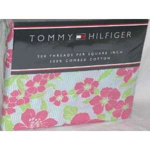  Tommy Hilfiger Twin Sheet Set   Pindot Hibiscus Flower 