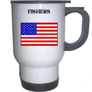  US Flag   Fishers, Indiana (IN) White Stainless Steel Mug 