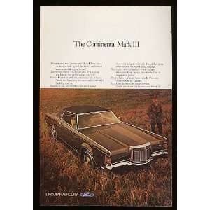  1970 Lincoln Continental Mark III Print Ad (9701)