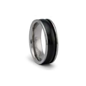  Black PVD Titanium Ring High Polish 7mm Jewelry