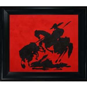 Art Picasso Bullfight I Painting with Black Satin King Frame 