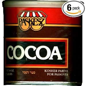 Paskesz Baking Products, Pure Cocoa, 8 Ounce Can (Pack of 6)  