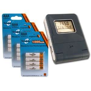  Pocket Size LCD NiMH 2 4 Hours Batteries Charger with 12 pcs NiMH 